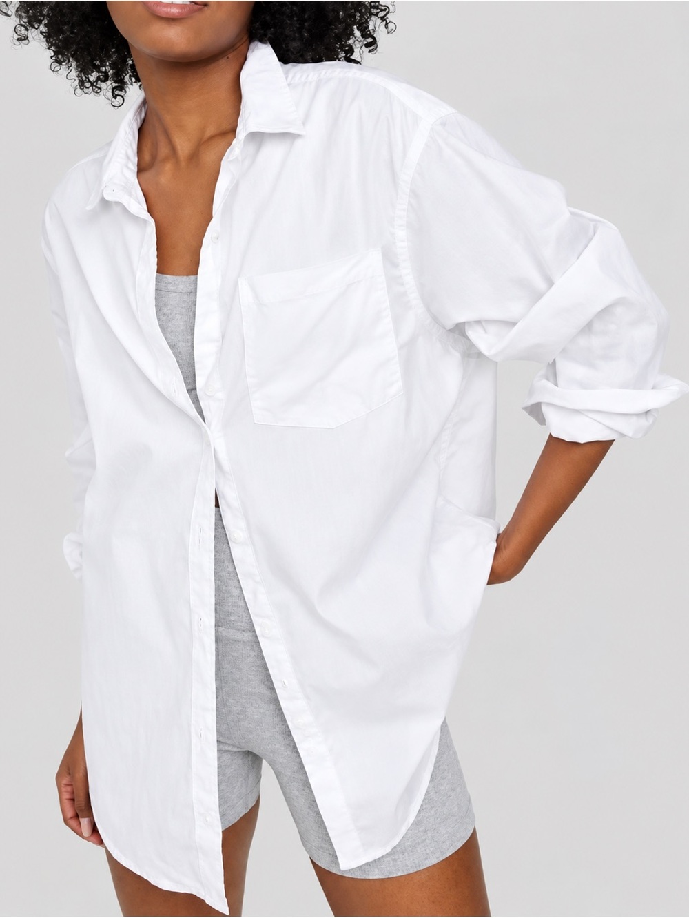 OFFLINE by Aerie Oversized Button-Up Shirt in White - M